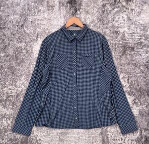 Kuhl Shirt XL Womens Blue Green Gingham Check Nylon Button Up Hiking Long Sleeve